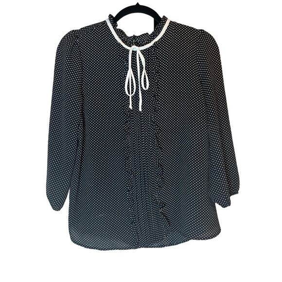 EUC Monteau Black and White Polka Dot Blouse Size XL - Picture 2 of 6